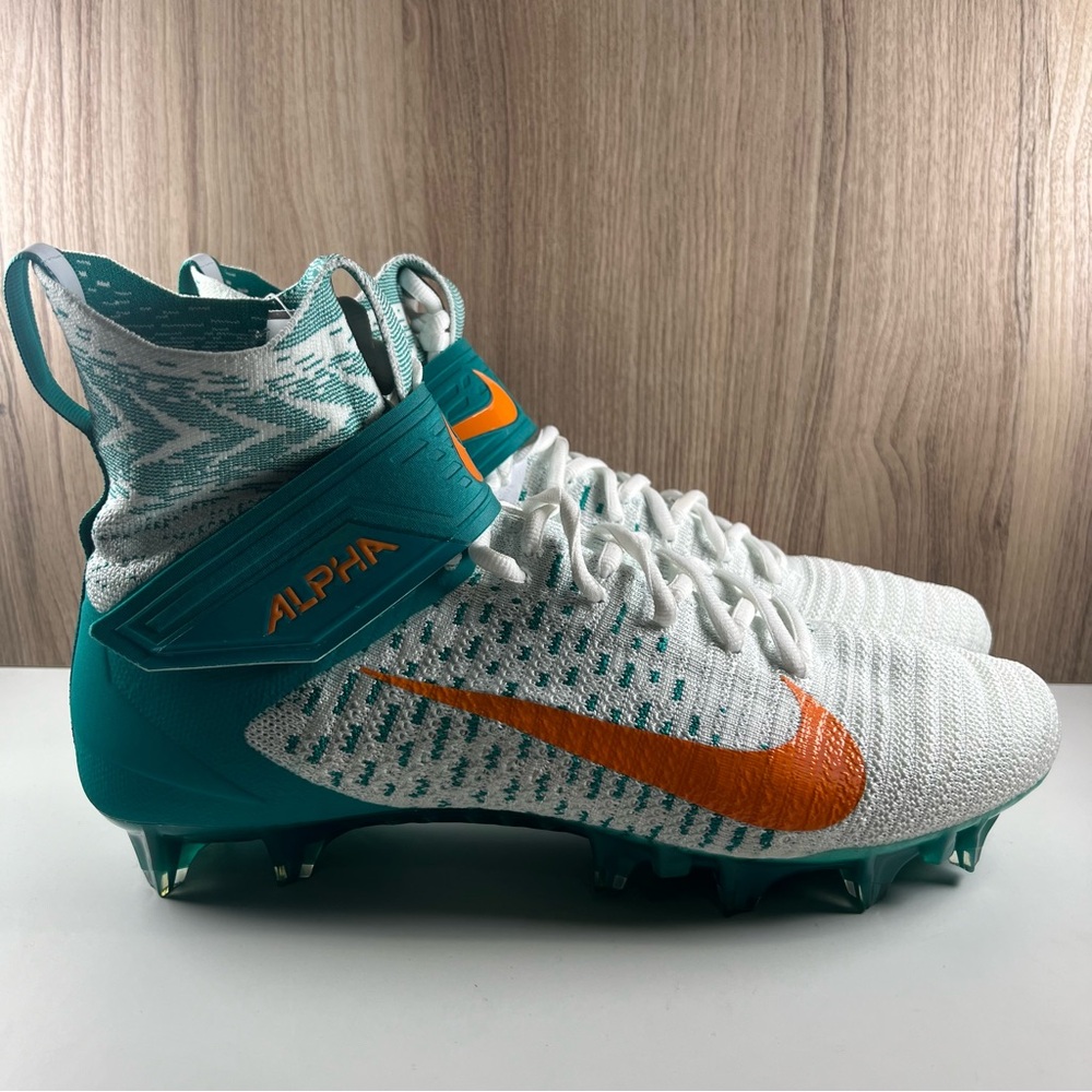 Nike Alpha Menace Elite 2 Football Cleats Miami Dolphins BV2077-108 Men's 12.5